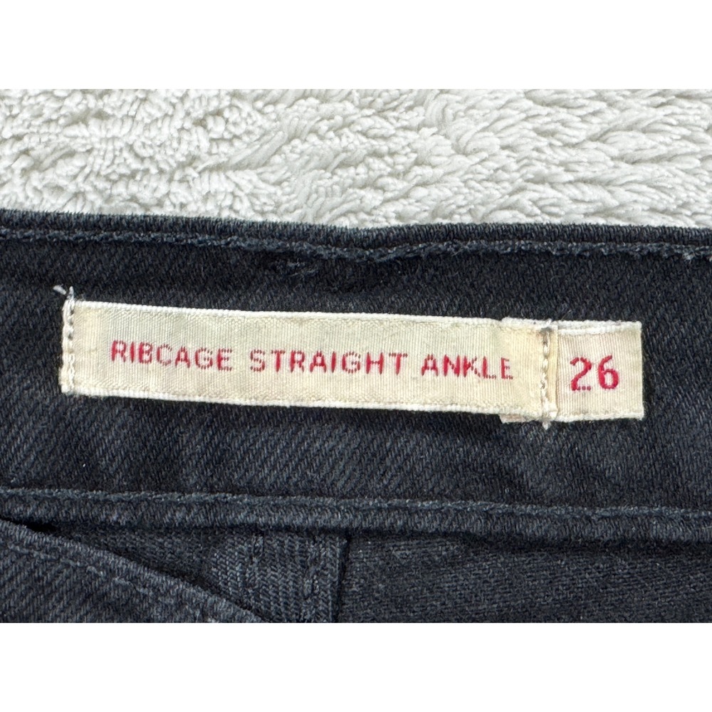 Levi's Womens Ribcage Straight Ankle Black Denim Jeans 26 Meas: 26x28.5 - Picture 5 of 9